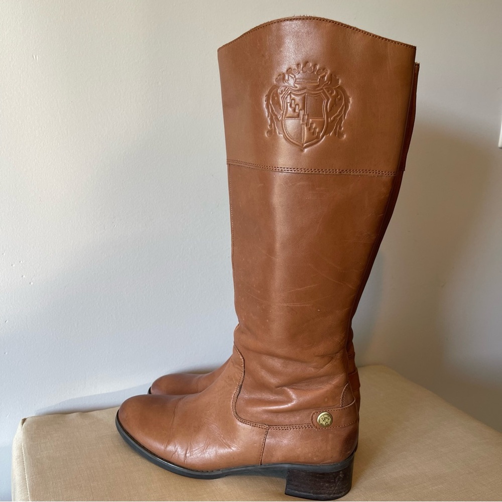 Franco Sarto Tan Heeled Boots women’s 9.5 leather brown boots